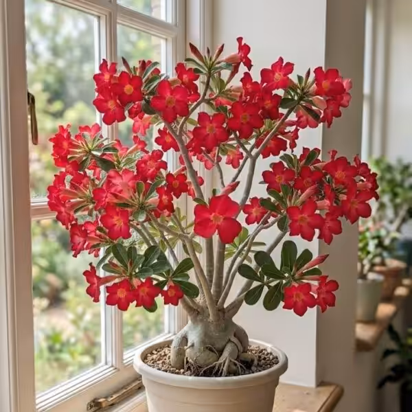 Adenium Single Petal Red Grafted UG1 Plant unboxgreen